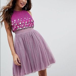 ASOS crop top sequin mini dress with doddy mesh